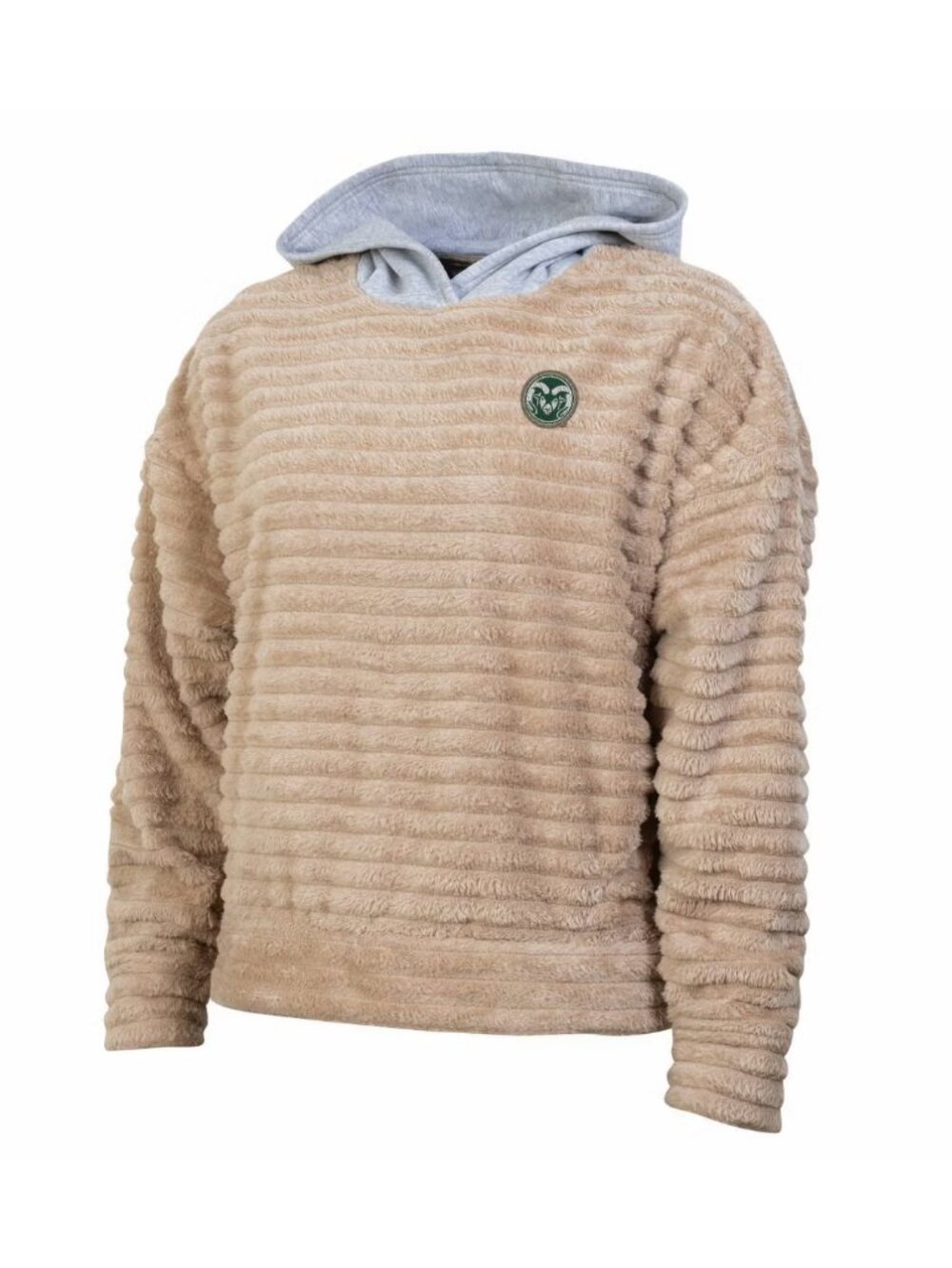Colorado State Rams Fuzzy Hoodie Ribbed Fleece Brown Women's - S